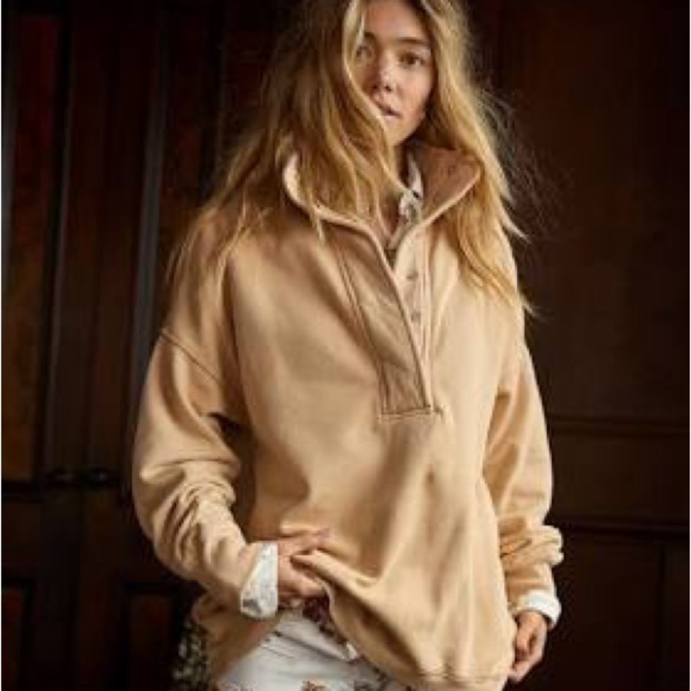 Sz Med Aerie Getaway Quarter Snap Sweatshirt NWT